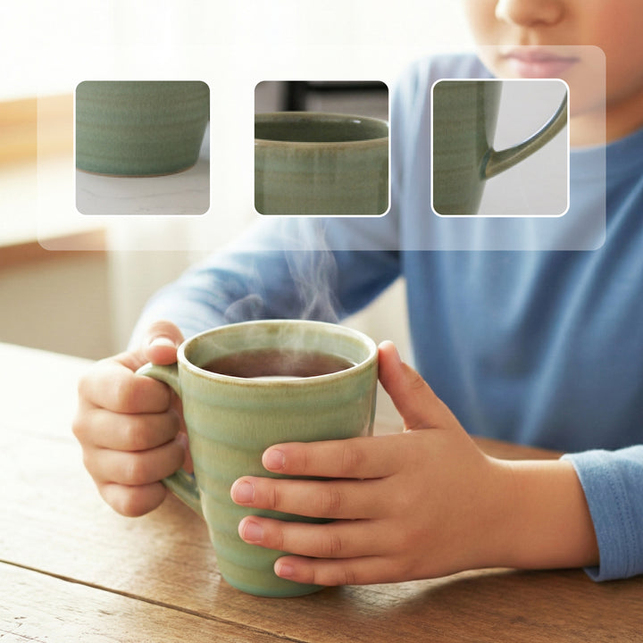 RAK Ceramic Coffee Mug Green  260ml Tea & Coffee Cups with Handle  Durable Glazed Cups for Home Office Café & Gift