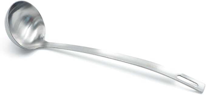 BERAM Soup Ladle Stainless Steel Soup Spoon Kitchen Tool Long Handle Chef Utensils Cooking Utensil Serving Spoon Food Grade Non-Deformable Compact Lightweight (6 CM)