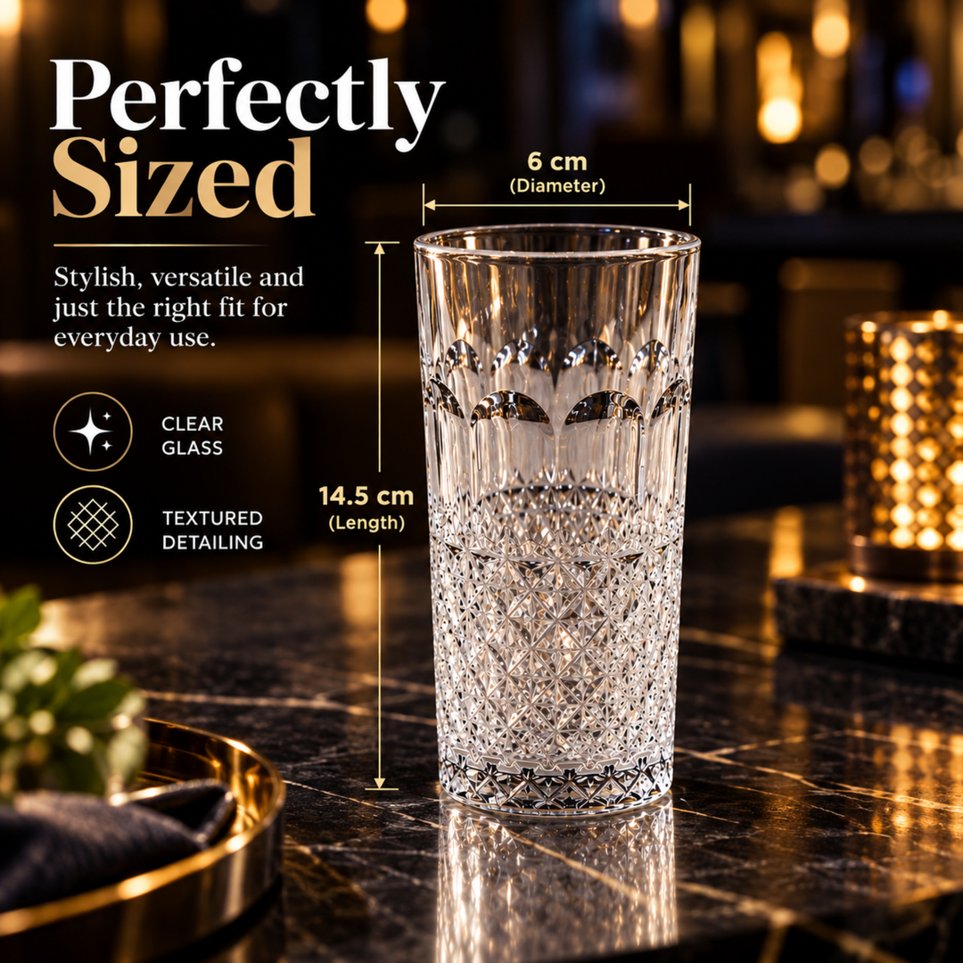 7 Piece Glass Drink Set with Pitcher and 6 Glasses, 11 OZ Drinking Tumblers, Clear Textured Glass Water Juice Beverage Serving Set with Lid, Dishwasher Safe for Home Dining Parties