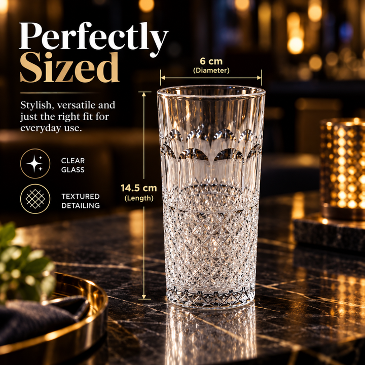 7 Piece Glass Drink Set with Pitcher and 6 Glasses, 11 OZ Drinking Tumblers, Clear Textured Glass Water Juice Beverage Serving Set with Lid, Dishwasher Safe for Home Dining Parties
