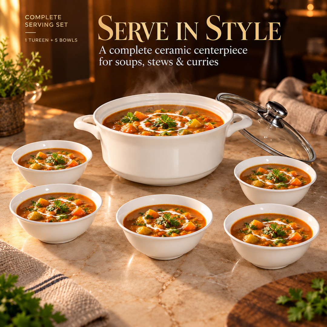 Soup Pot Set with Glass Lids, 0.85L Each, Floral Ceramic Cooking Pots with Side Handles & Wooden Knobs for Soup, Noodles, Porridge, Milk, Stews & Serving