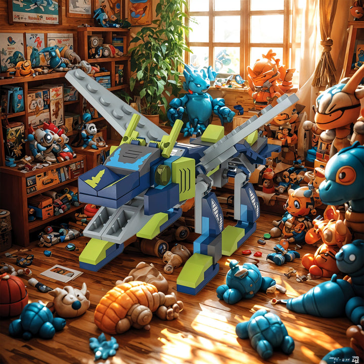 Playtive Mini Dragon Adventure 99-Piece Building Set – Fantasy Action Toy for Kids Age 5+, Movable Wings & Legs, Ninja Warrior Figure, Compatible with Standard Bricks, TÜV Rheinland & GS Certified – Creative STEM Play for Imagination & Skill Building