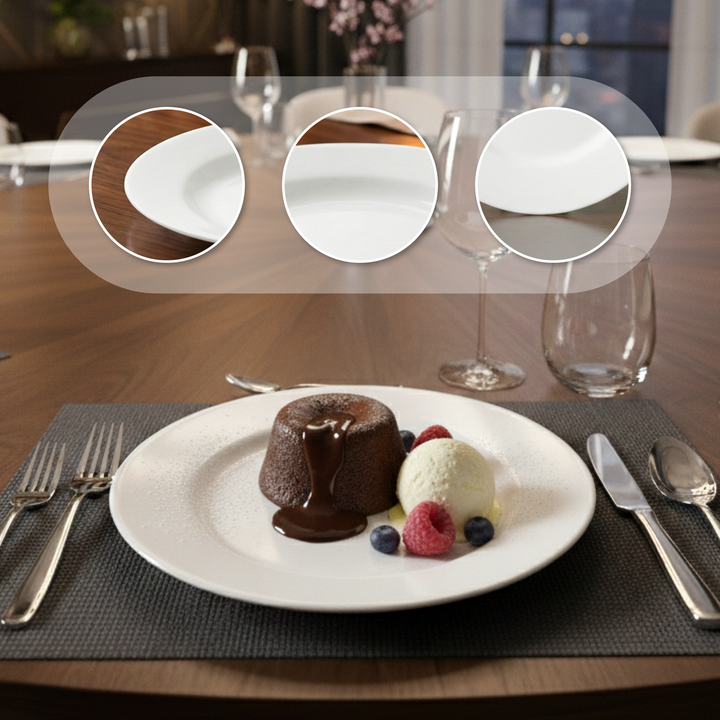 Luminarc White 4 PCS Ceramic Dinner Set  Soup Plate 22cm Dinner Plate 24cm Dessert Plate 19cm Bowl 9.5cm Tableware Set for Home & Restaurant