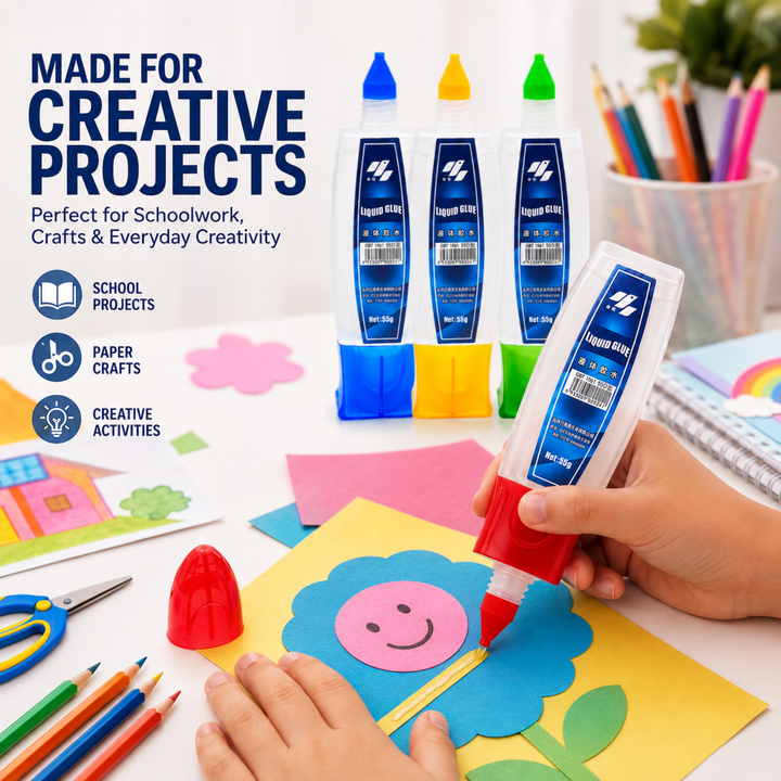 Tip Top Clear Liquid Glue, Multipurpose Adhesive for School, Office, Stationery, Art and Craft Projects, Paper Glue for Classroom Activities, Creative Work and Everyday Use