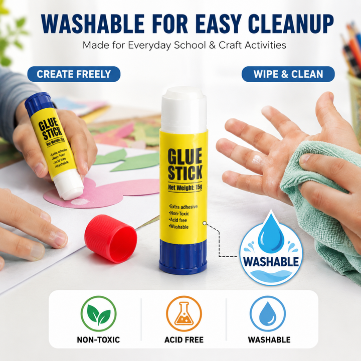 Glue Sticks for Paper Crafts – Strong Adhesive Glue Stick Set, Smooth Application, Quick Dry, Non-Toxic, Mess-Free Craft Glue for Office, School & DIY Projects
