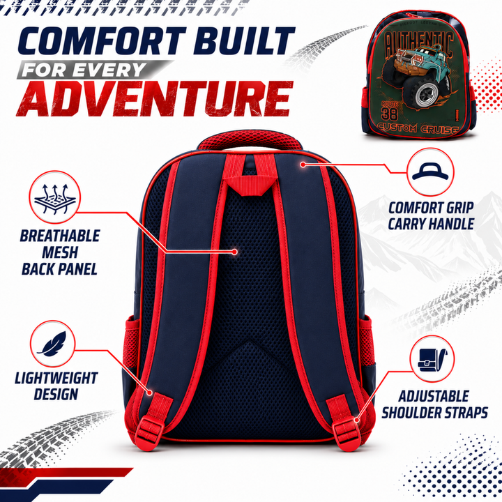 Vehicle Theme School Backpack, Large Capacity Lightweight Durable School Bag with Multiple Compartments, Side Bottle Pockets, Student Backpack for School, Travel & Everyday Use