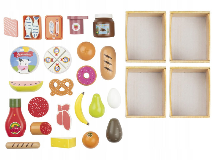 Playtive 29-Piece Wooden Food Set for Kids – Pretend Play Grocery Toy  Includes Fruits, Vegetables, Meat & Bakeries – Inspired Educational Toy for Toddlers, Durable & Safe Wood – Ages 2+