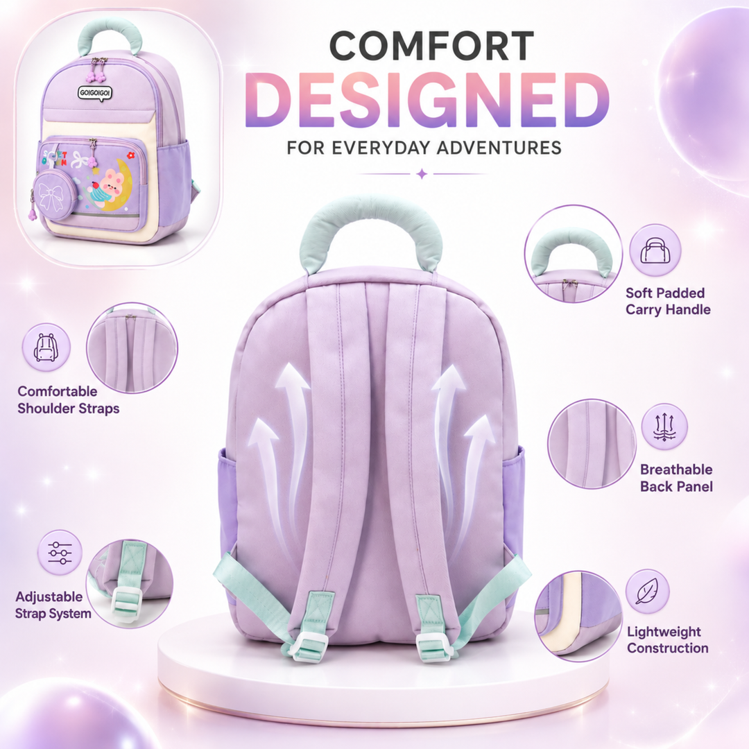 Cute Cartoon School Backpack with Mini Zip Pouch, Lightweight Student Book Bag, Multi Pocket School Backpack with Adjustable Shoulder Straps, Large Capacity Backpack for School & Daily Use