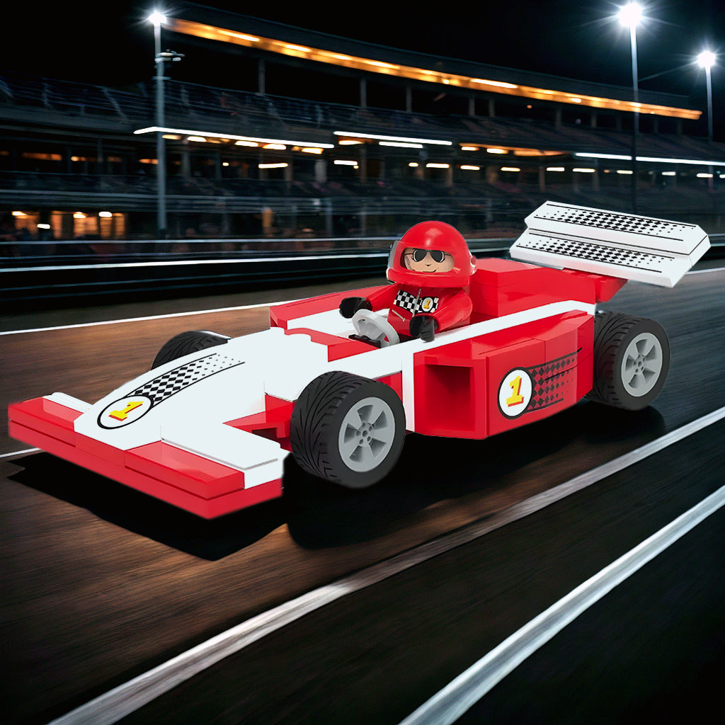 Playtive Racing Car Building Set – 86 Pieces, Compatible with Standard Bricks, for Kids Ages 5+, Includes Driver Figure, Adjustable Rear Spoiler, STEM Toy for Imaginative Play, TÜV Rheinland Certified, Easy-to-Build DIY Vehicle Toy Kit