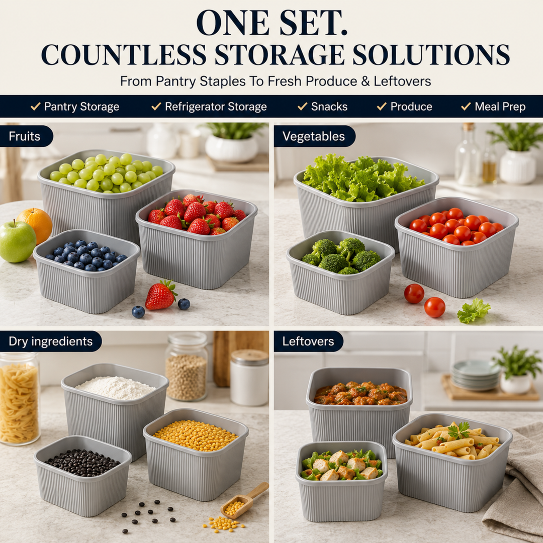 Storage Mixing Bowl Set with Lid BPA-Free Plastic Nesting Bowls for Kitchen Microwave & Dishwasher Safe Food Storage & Salad Prep Bowls (1.3L, 2.2L, 3.4L)