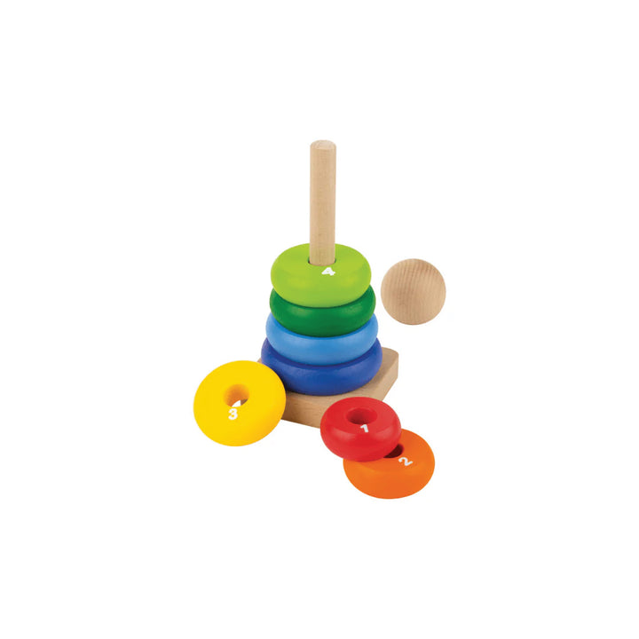 Playtive Wooden Stacking Tower for Toddlers – 9 Piece Educational Toy for Ages 1+, Promotes Color Recognition, Dexterity, Logical Thinking, and Counting – Durable, Safe, Natural Wood Construction – TÜV Rheinland Certified – 3-Year Warranty