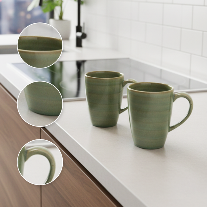 RAK Ceramic Coffee Mug Green  260ml Tea & Coffee Cups with Handle  Durable Glazed Cups for Home Office Café & Gift