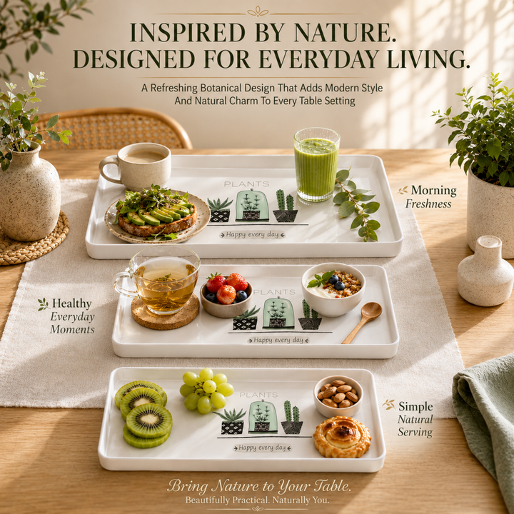 Melamine  Tray White Set Serving Tray Microwave Safe Look Lightweight Durable Platter for Snacks Desserts Tea Coffee Dining Kitchen Party and Restaurant Use