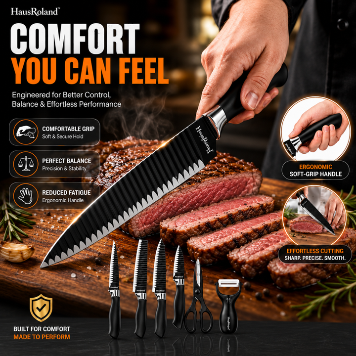 6 Pieces Black Knife Set