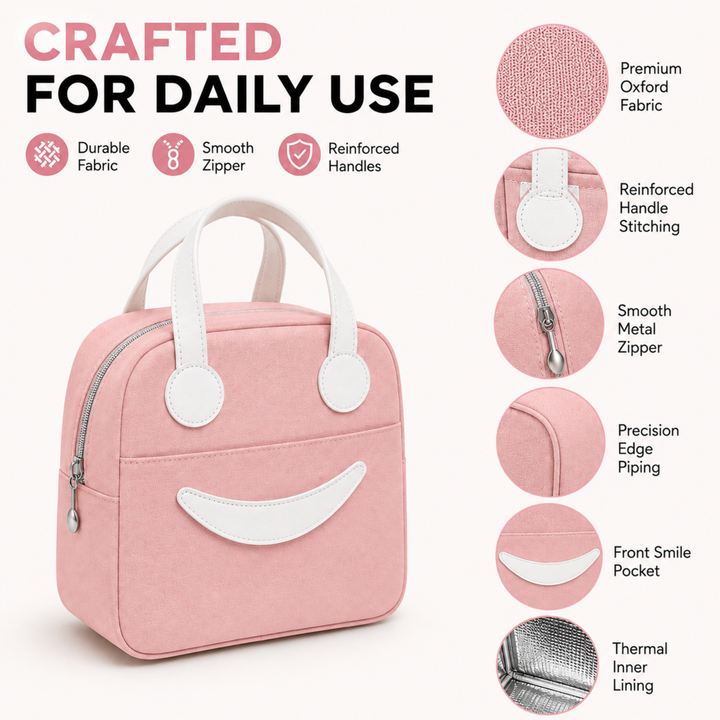 Insulated Lunch Bag, Reusable Thermal Lunch Tote with Zipper Closure, Lightweight Lunch Box Carry Bag for Office, School, Travel, Picnic, Work and Daily Meal Storage