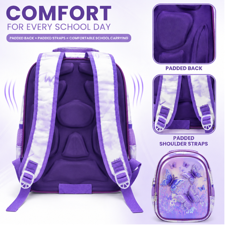 3D-Effect Printed School Backpack – Spacious Multi-Compartment School Bag with Front Zipper Pocket, 2 Side Bottle Pockets, Top Handle, Lightweight Design & Stylish Front Graphic