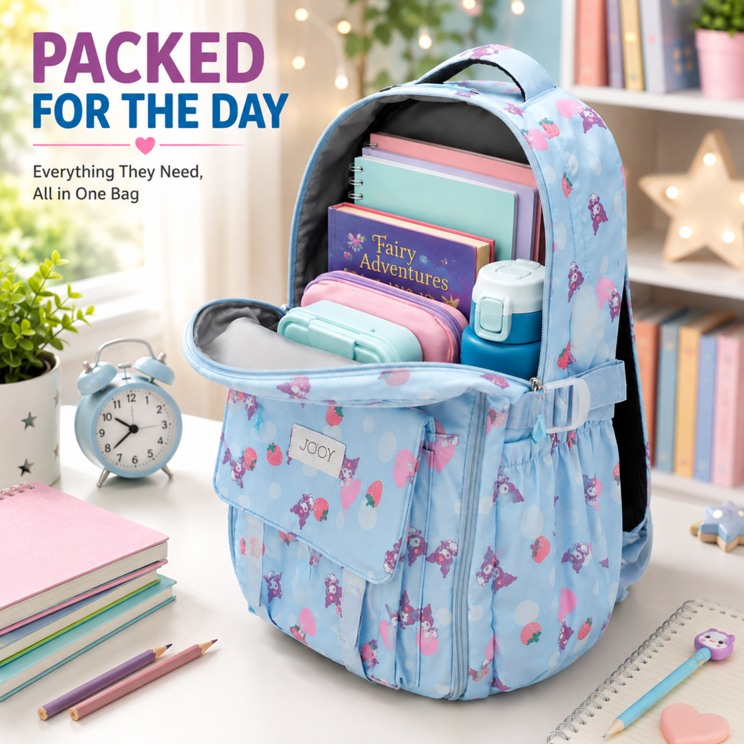 Berry Pop School Bag, Lightweight Backpack with Multiple Compartments, Front Utility Pocket, Side Bottle Pockets & Adjustable Padded Shoulder Straps