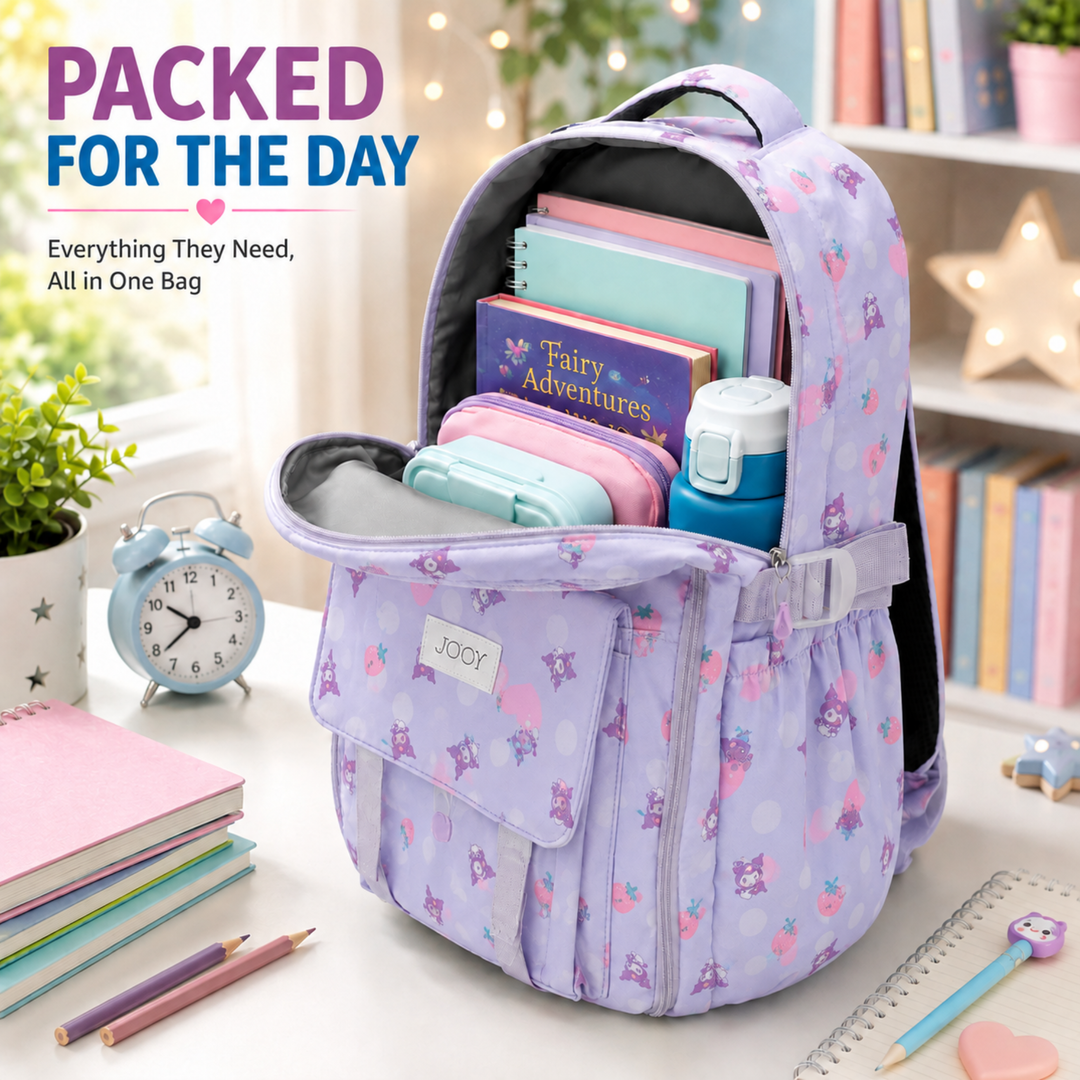Berry Pop School Bag, Lightweight Backpack with Multiple Compartments, Front Utility Pocket, Side Bottle Pockets & Adjustable Padded Shoulder Straps
