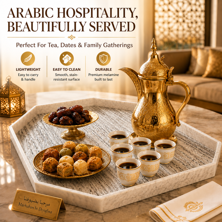 Melamine  Tray White Set Serving Tray Microwave Safe Look Lightweight Durable Platter for Snacks Desserts Tea Coffee Dining Kitchen Party and Restaurant Use
