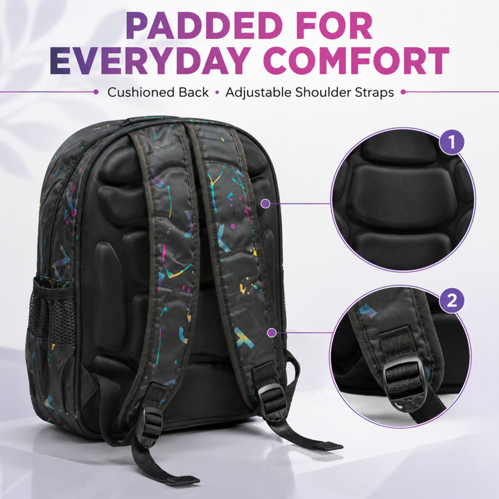 3D-Effect Printed School Backpack – Spacious Multi-Compartment School Bag with Front Zipper Pocket, 2 Side Bottle Pockets, Top Handle, Lightweight Design & Stylish Front Graphic
