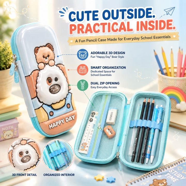 Pencil Case Large Capacity Durable Zipper Pencil Pouch Portable Stationery Organizer Multi-Purpose Pen Holder Bag for School Office Travel