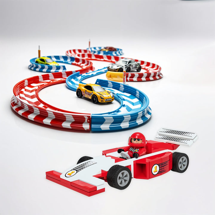 Playtive Racing Car Building Set – 86 Pieces, Compatible with Standard Bricks, for Kids Ages 5+, Includes Driver Figure, Adjustable Rear Spoiler, STEM Toy for Imaginative Play, TÜV Rheinland Certified, Easy-to-Build DIY Vehicle Toy Kit