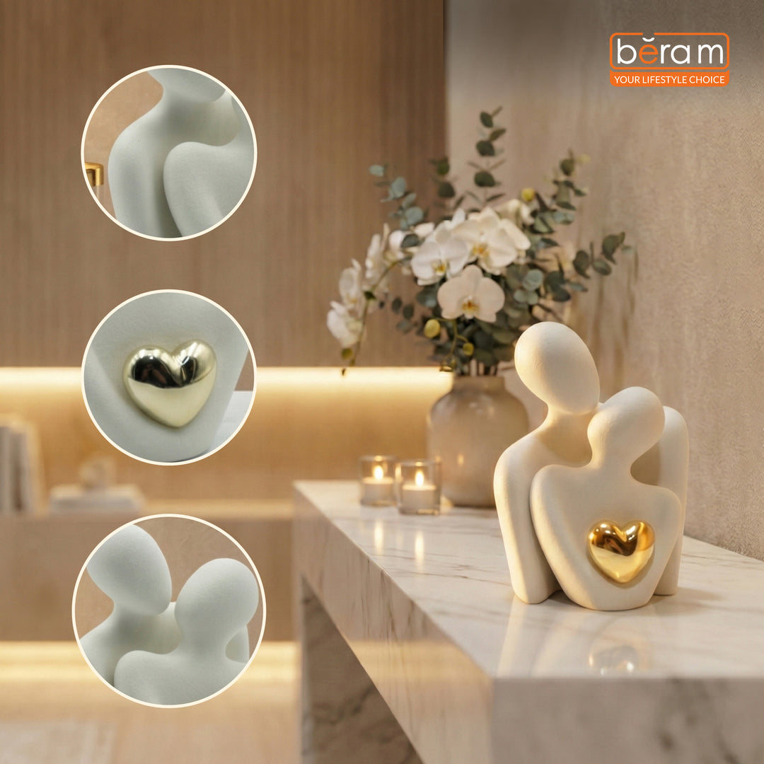 BERAM Cherished Hearts for Men & Women Unisex Romantic Heart lamp Sculpture Gift Modern Resin Décor for Couples Anniversary Wedding Valentine’s Day Home & Office Decoration
