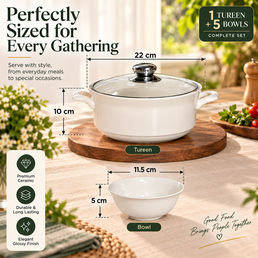 Soup Pot Set with Glass Lids, 0.85L Each, Floral Ceramic Cooking Pots with Side Handles & Wooden Knobs for Soup, Noodles, Porridge, Milk, Stews & Serving