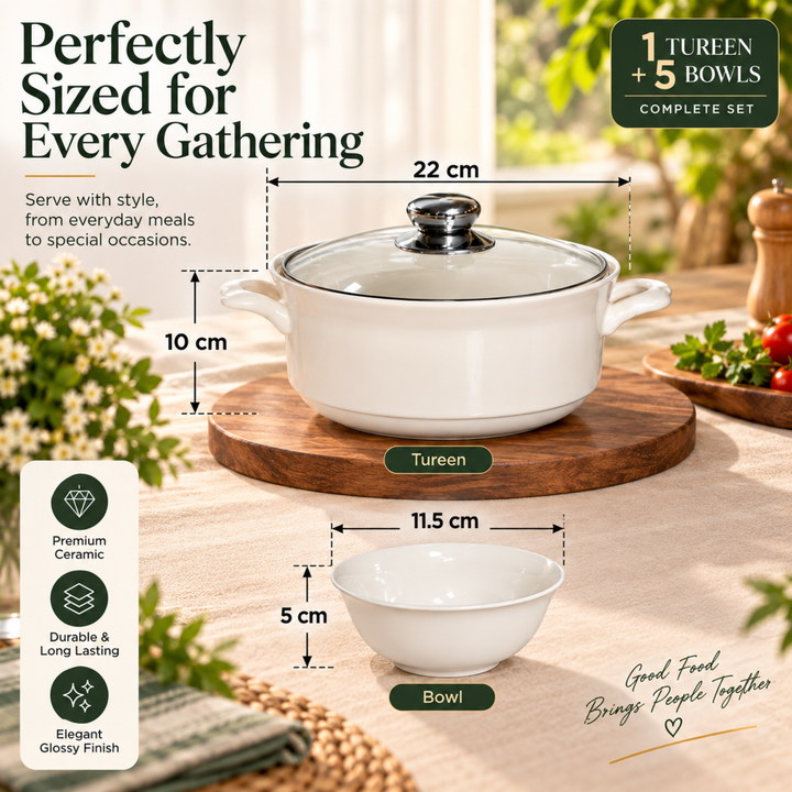 Soup Pot Set with Glass Lids, 0.85L Each, Floral Ceramic Cooking Pots with Side Handles & Wooden Knobs for Soup, Noodles, Porridge, Milk, Stews & Serving