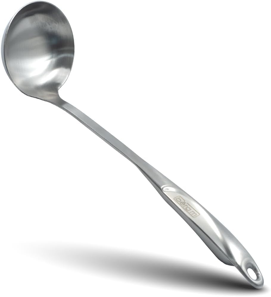BERAM Cooking Utensils Set S-Shaped 304 Stainless Steel Silverware Cookware Set Includes Spatula Skimmer Soup Ladle Turner Pasta Server Rice Scoop with Multipurpose Stand