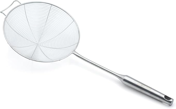 BERAM Stainless Steel Food Strainer Spatula, Large Size, for Frying, Steaming, and Grilling, Skimmer for Daily Use, Cooking Utensil, and Kitchen Tool (19CM)