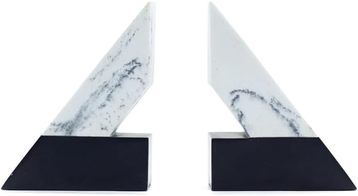 BERAM Triangle Geometric Bookends, Art Sculpture, Modern Home Decor, Premium Gift Decorations, Abstract Indoor Shelf Organizers, Office, Living Room, Book Shelf Pieces, Black & White