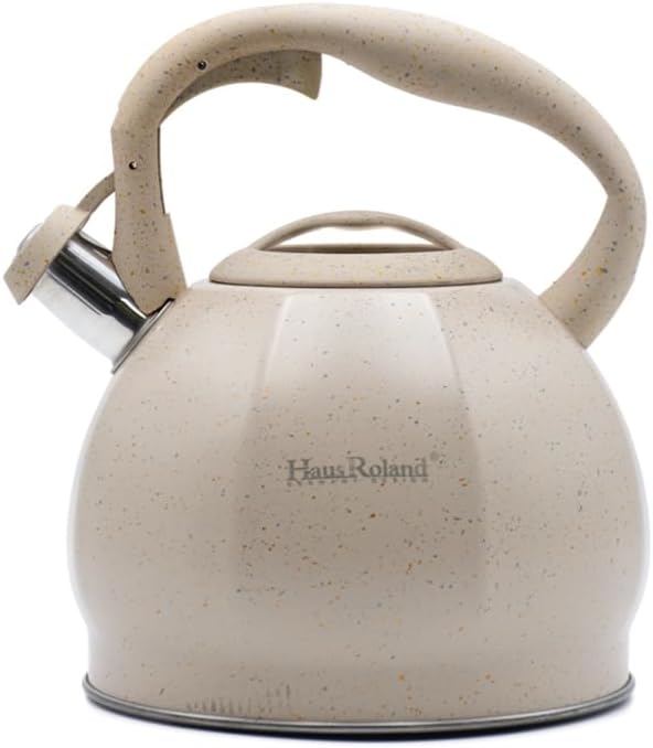Haus Roland Whistling Kettle, Stovetop Tea Kettle, Stainless Teapot, 3 Liters with Dotted Grain Handles, Fast Boiling, Perfect for Homes, Picnics, and Parties