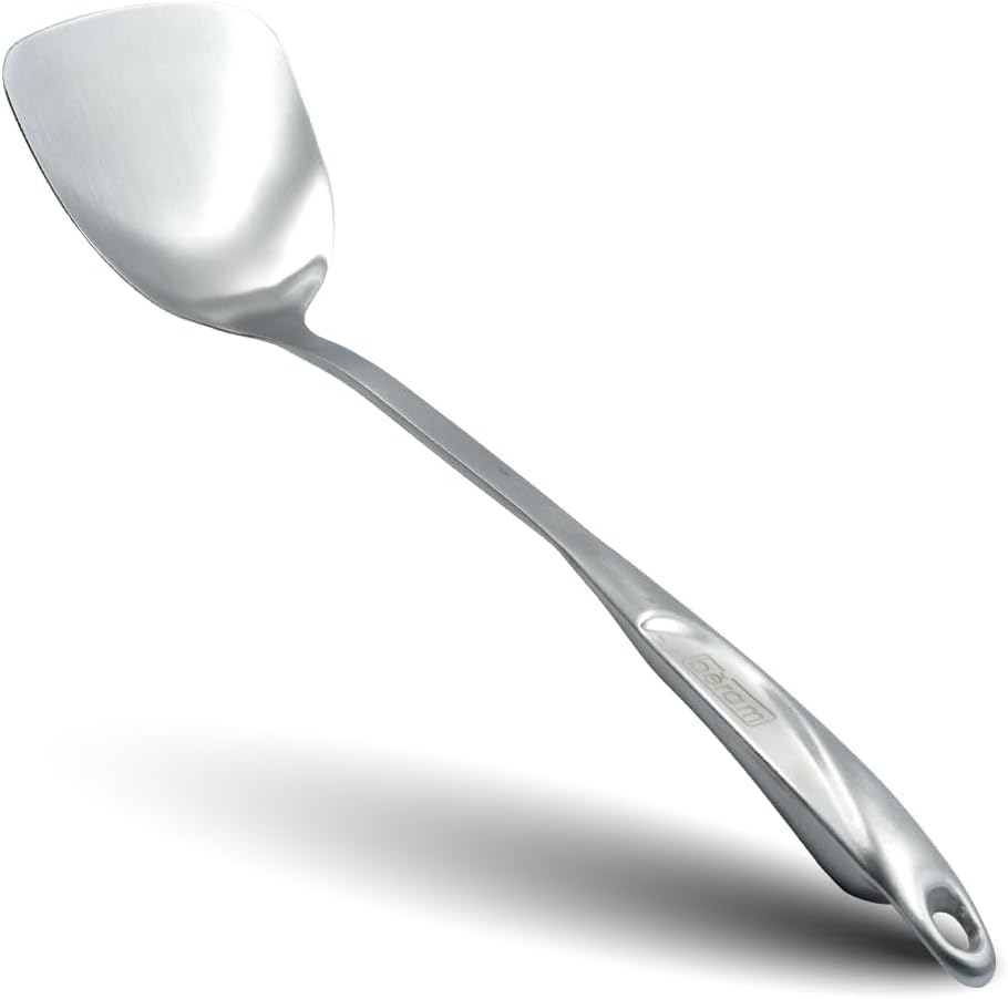 BERAM Cooking Utensils Set S-Shaped 304 Stainless Steel Silverware Cookware Set Includes Spatula Skimmer Soup Ladle Turner Pasta Server Rice Scoop with Multipurpose Stand