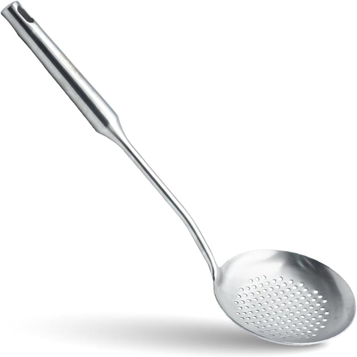 BERAM Stainless Steel Plain Handle Cooking Set, 304 Utensils Set of 6 with Stand – Pasta Server, Rice Scoop, Turner, Spatula, Soup Ladle, Skimmer – Kitchen Tools for Daily Use