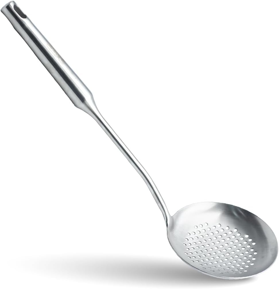 BERAM Stainless Steel Plain Handle Cooking Set, 304 Utensils Set of 6 with Stand – Pasta Server, Rice Scoop, Turner, Spatula, Soup Ladle, Skimmer – Kitchen Tools for Daily Use