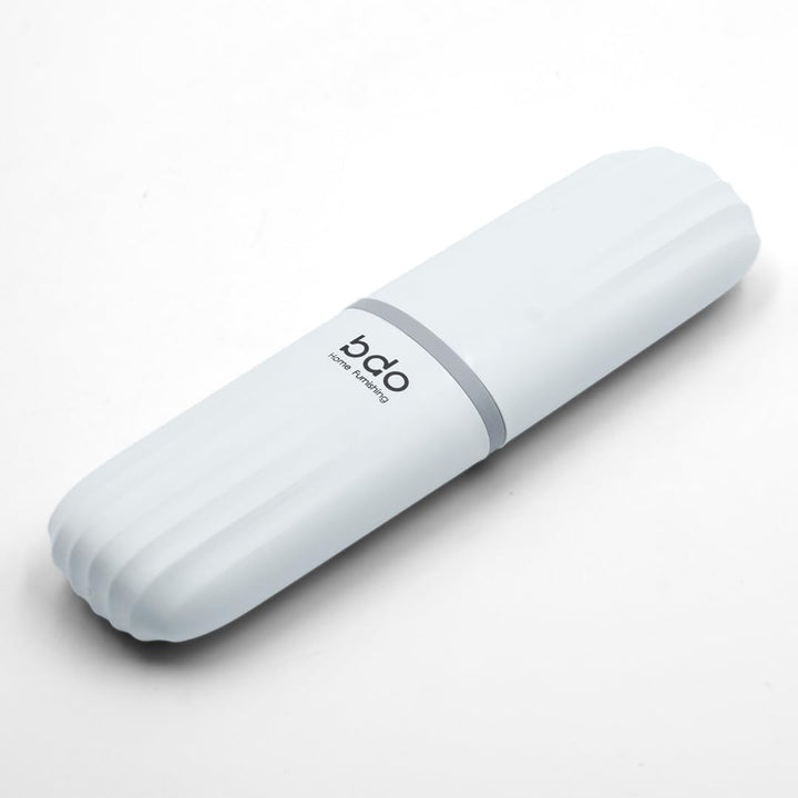BERAM Travel Toothbrush Box, Portable Toothbrush Holder, Efficient Brush Storage Device, Manual Compact Bathroom Container, Holder for Traveling, Camping, Vacation, White