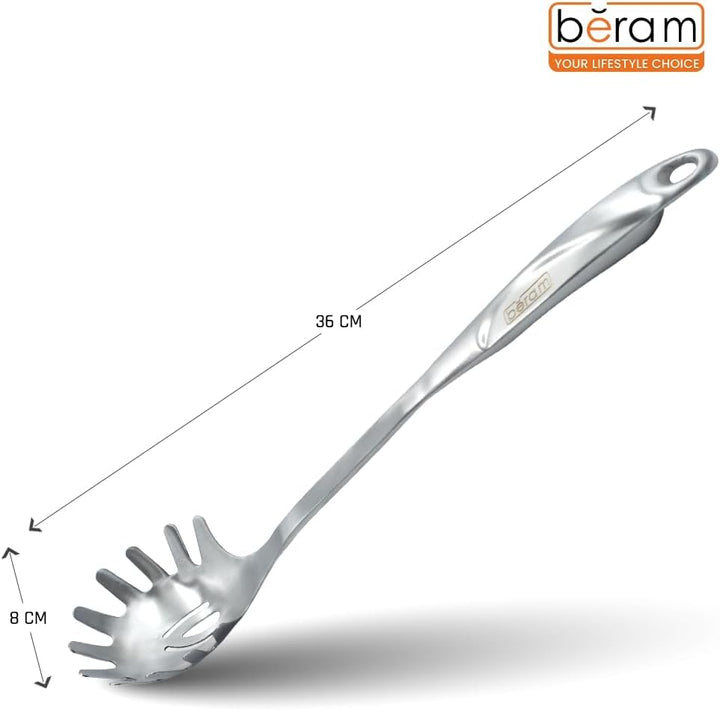 BERAM Cooking Utensils Set S-Shaped 304 Stainless Steel Silverware Cookware Set Includes Spatula Skimmer Soup Ladle Turner Pasta Server Rice Scoop with Multipurpose Stand