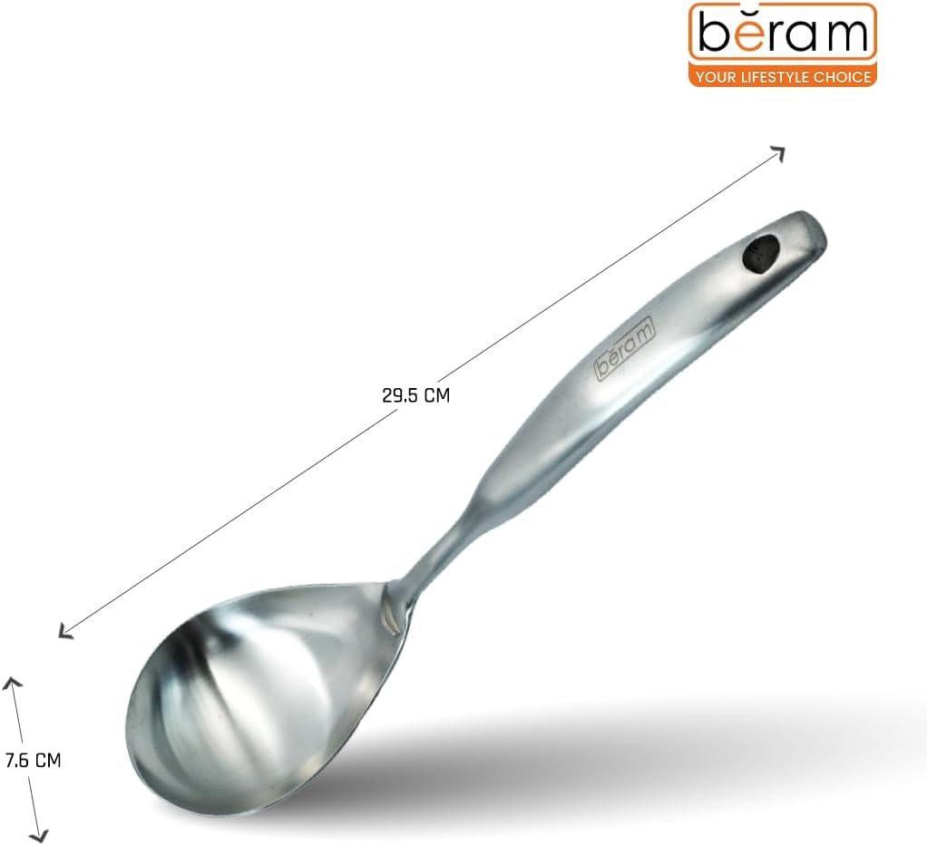 BERAM Elegant Hollow Handles Stainless Steel Cooking Utensils Set 6 Pieces Spatula Turner Rice Scoop Pasta Server Skimmer Soup Ladle Kitchen Tools for Daily Use Daily Use Cookware Set 304