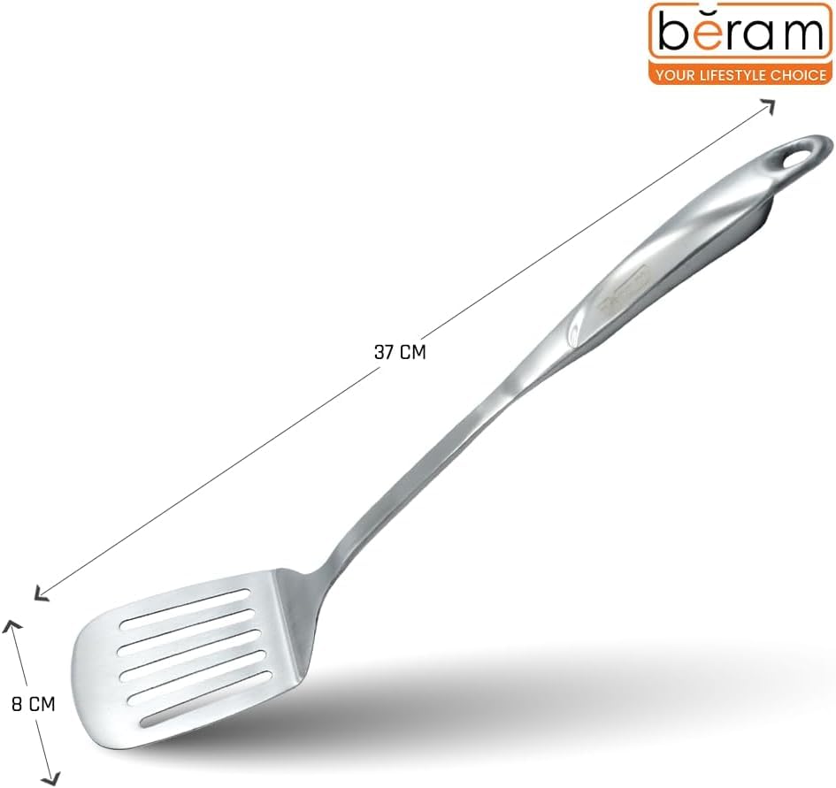 BERAM Cooking Utensils Set S-Shaped 304 Stainless Steel Silverware Cookware Set Includes Spatula Skimmer Soup Ladle Turner Pasta Server Rice Scoop with Multipurpose Stand