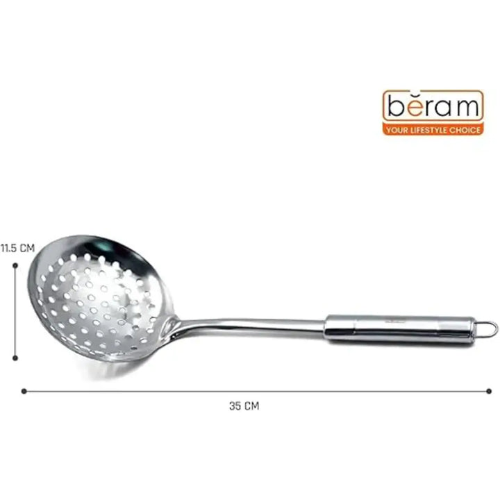 BERAM Stainless Steel Cooking Utensils Set – 6-Piece Kitchen Tool Set with Pasta Server Turner Spatula Skimmer Rice Scoop & Soup Ladle – Durable Matte Silver Cookware Utensils