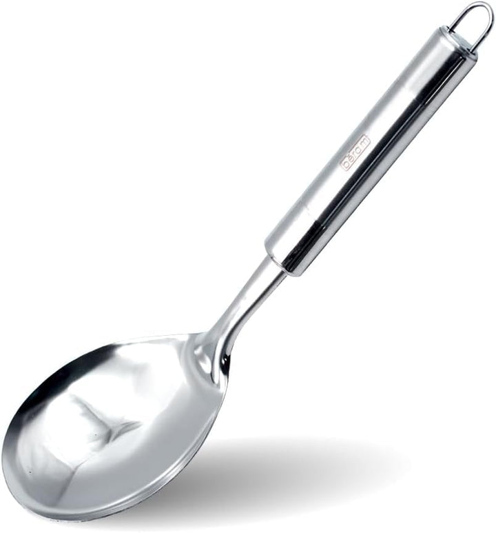 BERAM Stainless Steel Cooking Utensils Set – 6-Piece Kitchen Tool Set with Pasta Server Turner Spatula Skimmer Rice Scoop & Soup Ladle – Durable Matte Silver Cookware Utensils