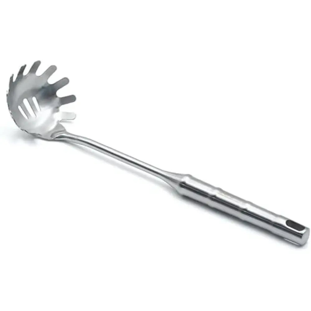 BERAM Cooking Utensils Set 304 Stainless Steel 6 Pieces Soup Spoon Spatula Slotted Turner Rice Scoop Pasta Server Skimmer Food Grade Kitchen Tools with Bamboo Shaped Handles