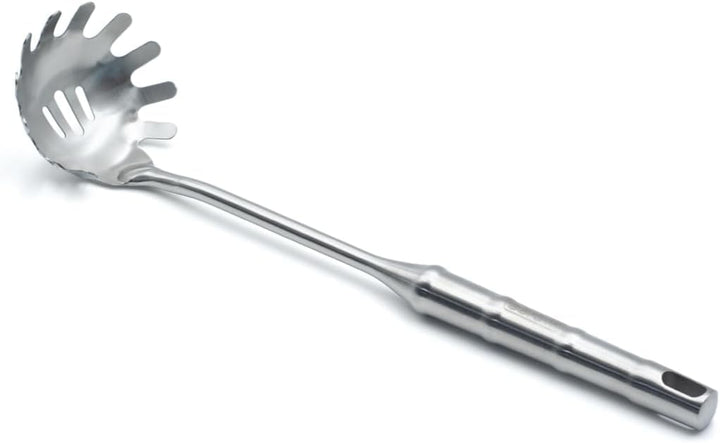 BERAM Cooking Utensils Set 304 Stainless Steel 6 Pieces Soup Spoon Spatula Slotted Turner Rice Scoop Pasta Server Skimmer Food Grade Kitchen Tools with Bamboo Shaped Handles