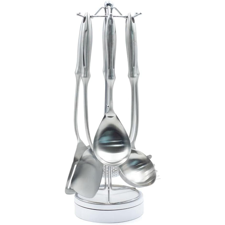 BERAM Honor Cooking Utensils Set 304 Stainless Steel 6 Pieces Soup Spoon Spatula Slotted Turner Rice Scoop Pasta Server Skimmer Food Grade Kitchen Tools