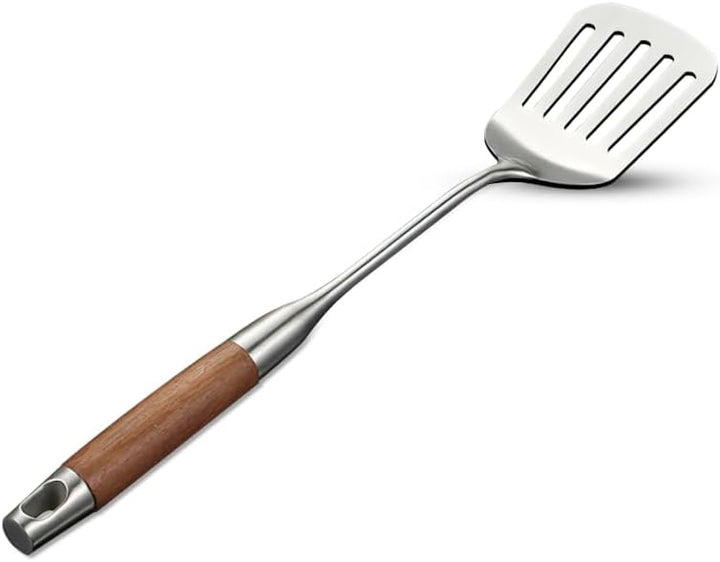 Beram Stainless Steel Wooden Spatula Durable 304 Food-Grade Spatula with Ergonomic Wooden Handle, Heat-Resistant and Rust-Proof, Ideal for Cooking, Stir-Frying, Mixing, and Serving.