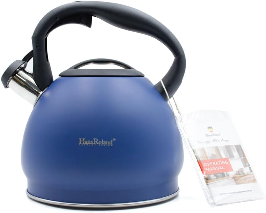 Haus Roland Whistling Kettle, Stainless Steel Tea Kettle, 3 Liters, Whistling Teapot, Ergonomic Handle Teapot, Lid with Nylon Knob, Suitable For Induction and Gas., Full Matte Design