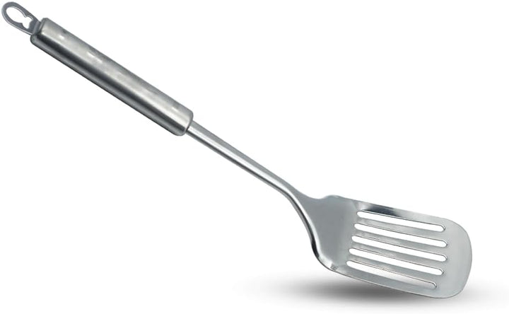 BERAM Cooking Turner, Cooking Utensils, 304 Stainless Steel Slotted Spatula, Kitchen Tools, 100% Food Grade, Silver with Four Leaf Handle Design