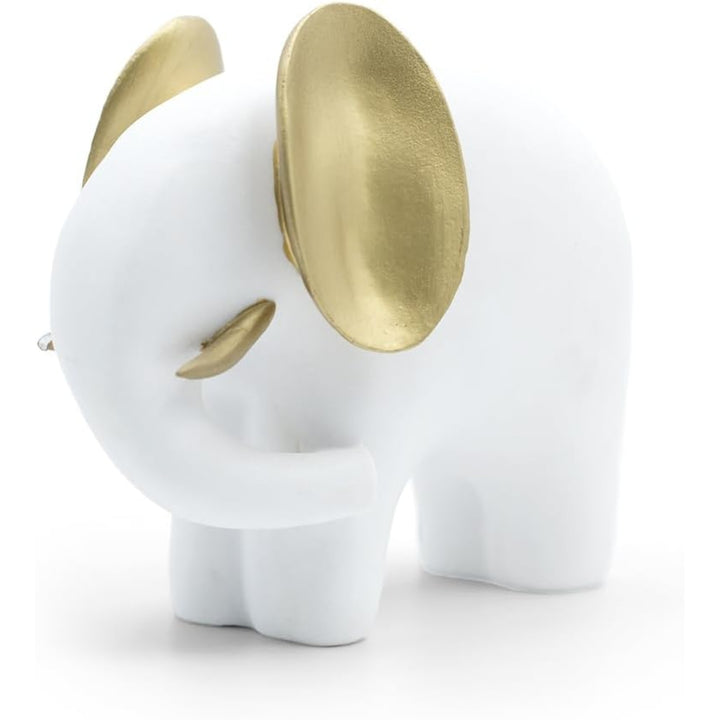 BERAM White & Gold Elephant Statue – Ceramic Art Sculpture for Modern Home Decor, Abstract Figurine Ornament for Office, Living Room, Shelf Display, Premium Gift for Elephant Lovers