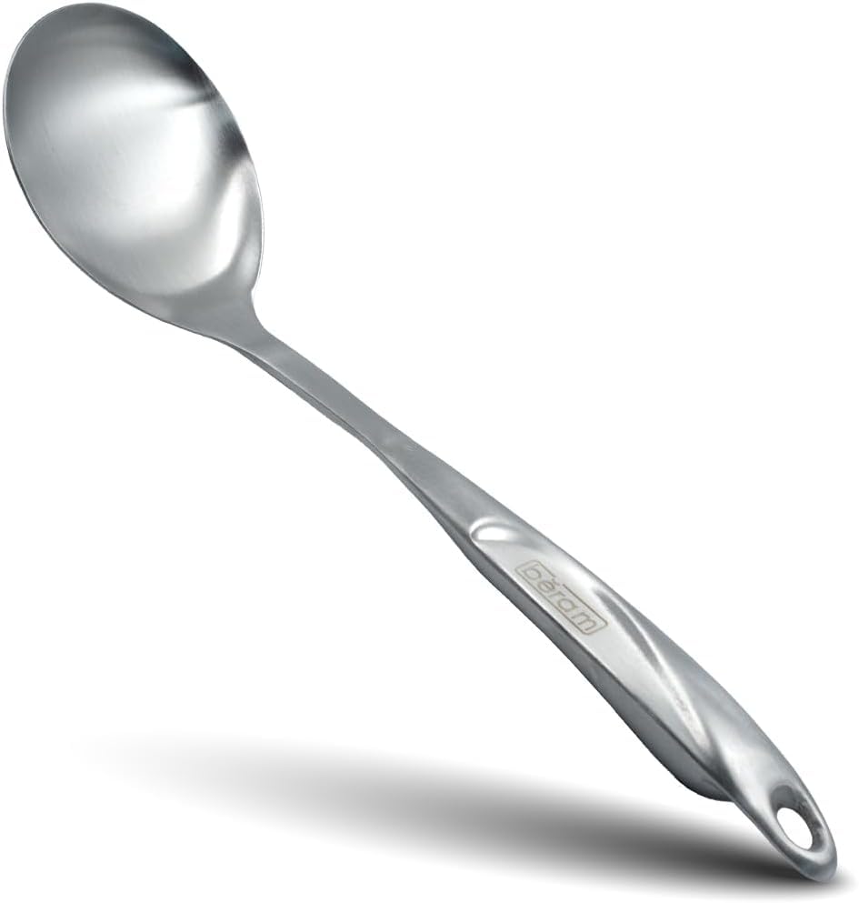 BERAM Cooking Utensils Set S-Shaped 304 Stainless Steel Silverware Cookware Set Includes Spatula Skimmer Soup Ladle Turner Pasta Server Rice Scoop with Multipurpose Stand